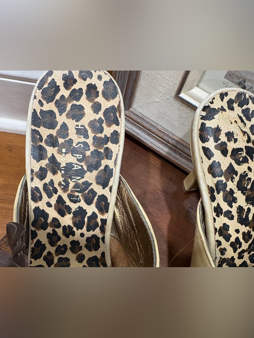 Vintage Hispanitas 90s/Y2K Heeled Mules Yellow Cream and Brown Floral Point Toe - Picture 5 of 8
